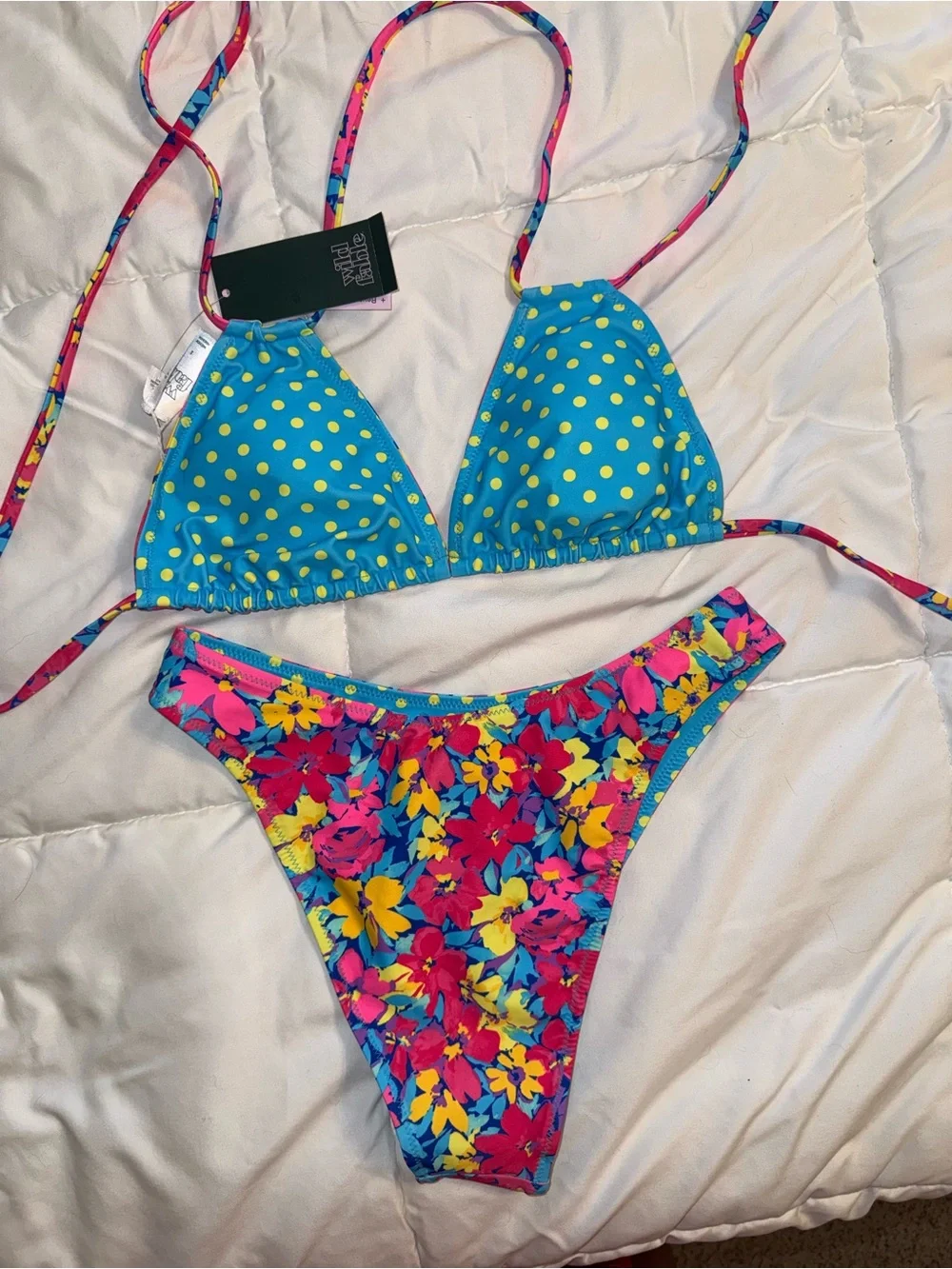 wild fable Floral Triangle Bikini - Pink, Yellow & Blue